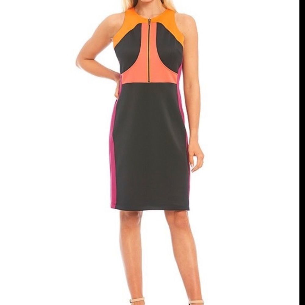 LDT Colorblock Jewel Neck sleeveless dress - Picture 4 of 8